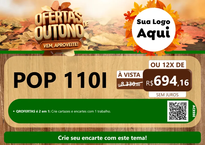 Modelo de Cartaz para Cartaz A4 Horizontal com o tema Ofertas de Outono - Vem, Aproveite! para Concessionaria de Motos