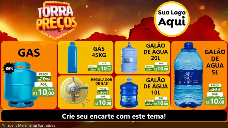 Modelo de TV para TV Horizontal com o tema Torra Preços para Água e gás