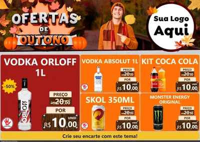 Modelo de Encarte para Encarte A4 Horizontal com o tema Ofertas de Outono para Distribuidora de bebidas