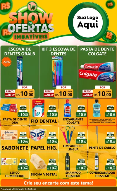 Modelo de Encarte para Encarte Grande com o tema Show de Ofertas Imbatíveis para Higiene Pessoal