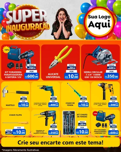 Modelo de Rede Social para Feed Instagram com o tema Super Inauguração para Maquinas e Ferramentas