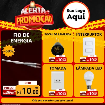 Modelo de Rede Social para Feed Facebook com o tema Alerta de Promoção para Materiais Elétricos