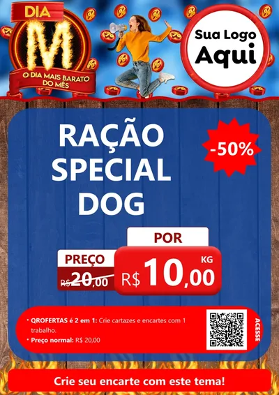 Modelo de Cartaz para Cartaz A4 Vertical com o tema Dia M - O Dia Mais Barato Do Mês para Pet Shop