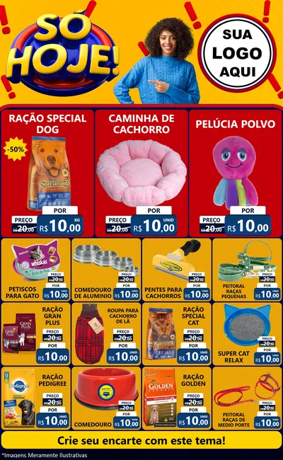 Modelo de Encarte para Encarte Grande com o tema Só Hoje! para Pet Shop
