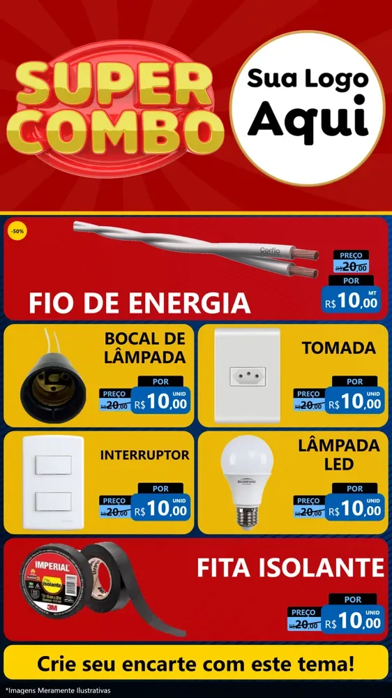 Modelo de TV para TV Vertical com o tema Super Combo para Materiais Elétricos