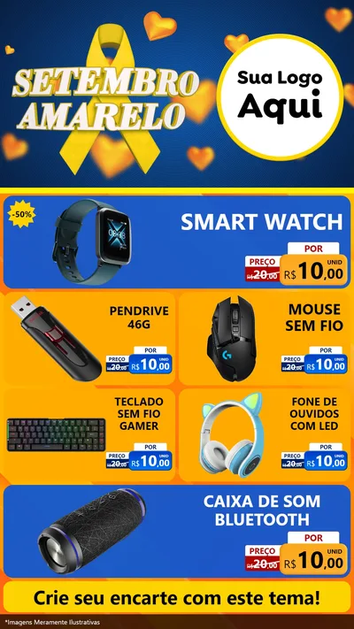 Modelo de TV para TV Vertical com o tema Setembro Amarelo para Informática