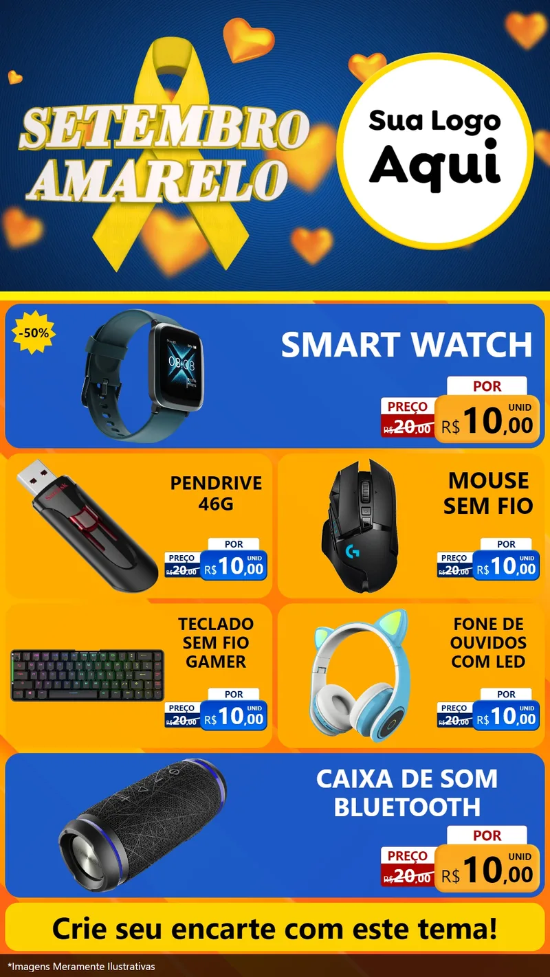 Modelo de TV para TV Vertical com o tema Setembro Amarelo para Informática