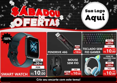 Modelo de Encarte para Encarte A4 Horizontal com o tema Sabadou de Ofertas para Informática