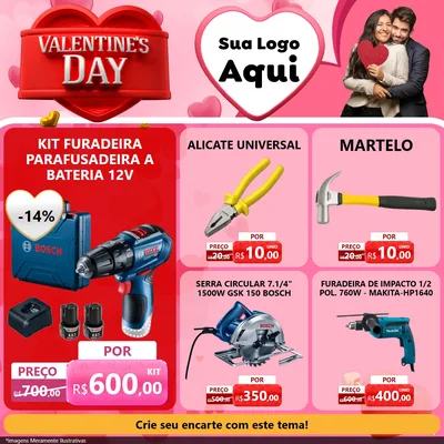 Modelo de Rede Social para Feed Facebook com o tema Valentine's Day para Maquinas e Ferramentas