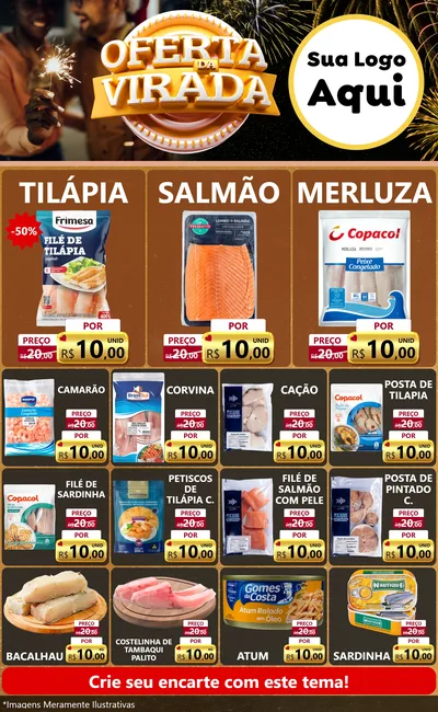 Modelo de Encarte para Encarte Grande com o tema Oferta da Virada para Peixaria