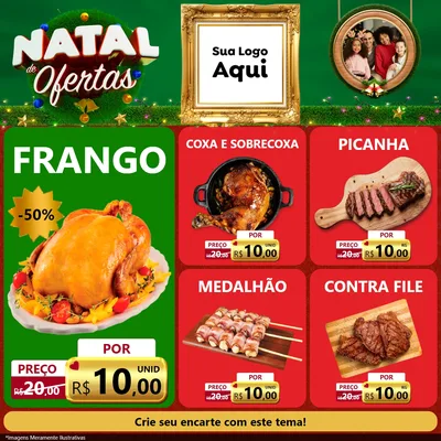 Modelo de Rede Social para Feed Facebook com o tema Natal de Ofertas para Assados