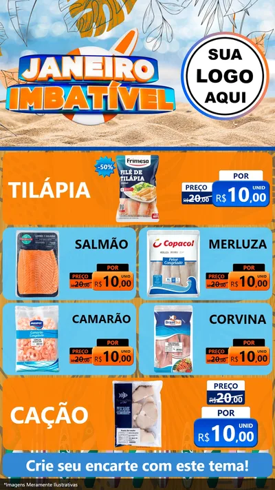 Modelo de TV para TV Vertical com o tema Janeiro Imbatível para Peixaria