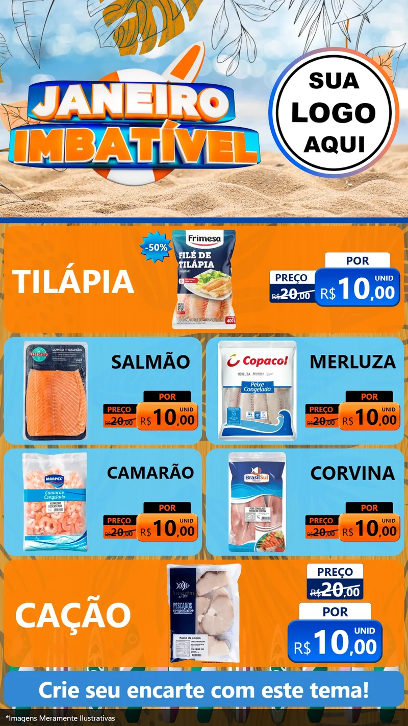 Modelo de TV para TV Vertical com o tema Janeiro Imbatível para Peixaria