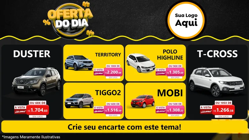 Modelo de TV para TV Horizontal com o tema Oferta Do Dia para Concessionaria de Carros