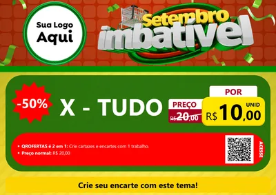 Modelo de Cartaz para Cartaz A4 Horizontal com o tema Setembro Imbatível para Hamburgueria