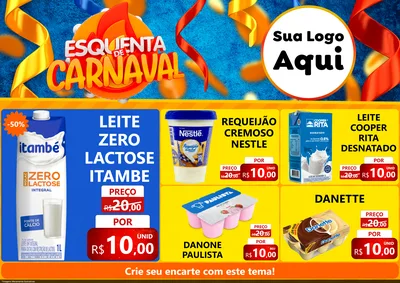 Modelo de Encarte para Encarte A4 Horizontal com o tema Esquenta de Carnaval para Frios e Laticínios