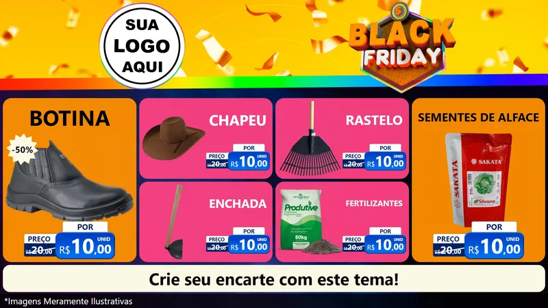 Modelo de TV para TV Horizontal com o tema Black Friday para Agropecuária