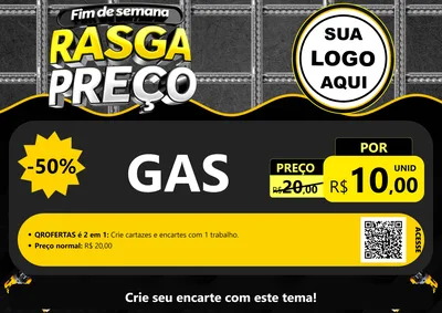 Modelo de Cartaz para Cartaz A4 Horizontal com o tema Fim de Semana Rasga Preço para Água e gás