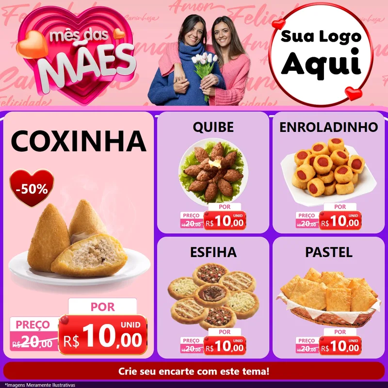 Modelo de Rede Social para Feed Facebook com o tema Mês Das Mães para Salgadaria