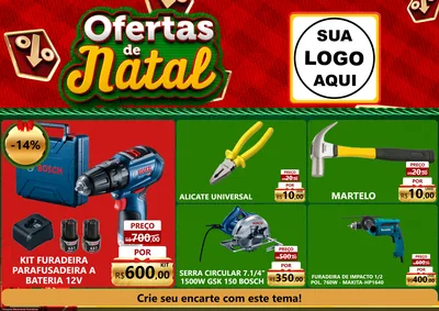 Modelo de Encarte para Encarte A4 Horizontal com o tema Ofertas de Natal para Maquinas e Ferramentas