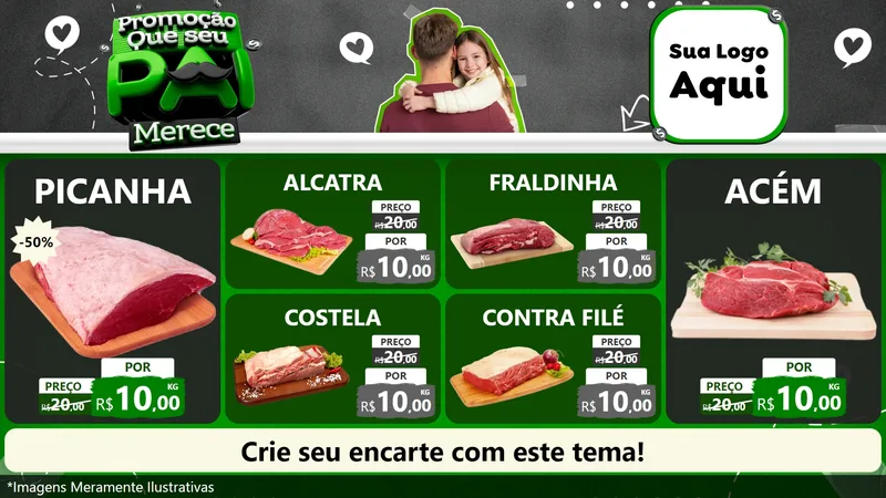 Modelo de TV para TV Horizontal com o tema Promoção Que seu Pai Merece para Açougue