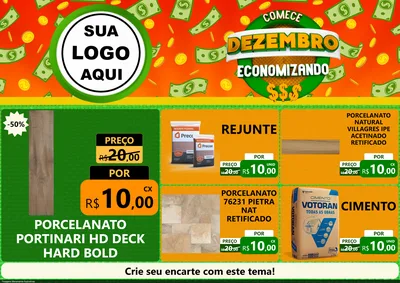 Modelo de Encarte para Encarte A4 Horizontal com o tema Comece Dezembro Economizando para Pisos e revestimentos