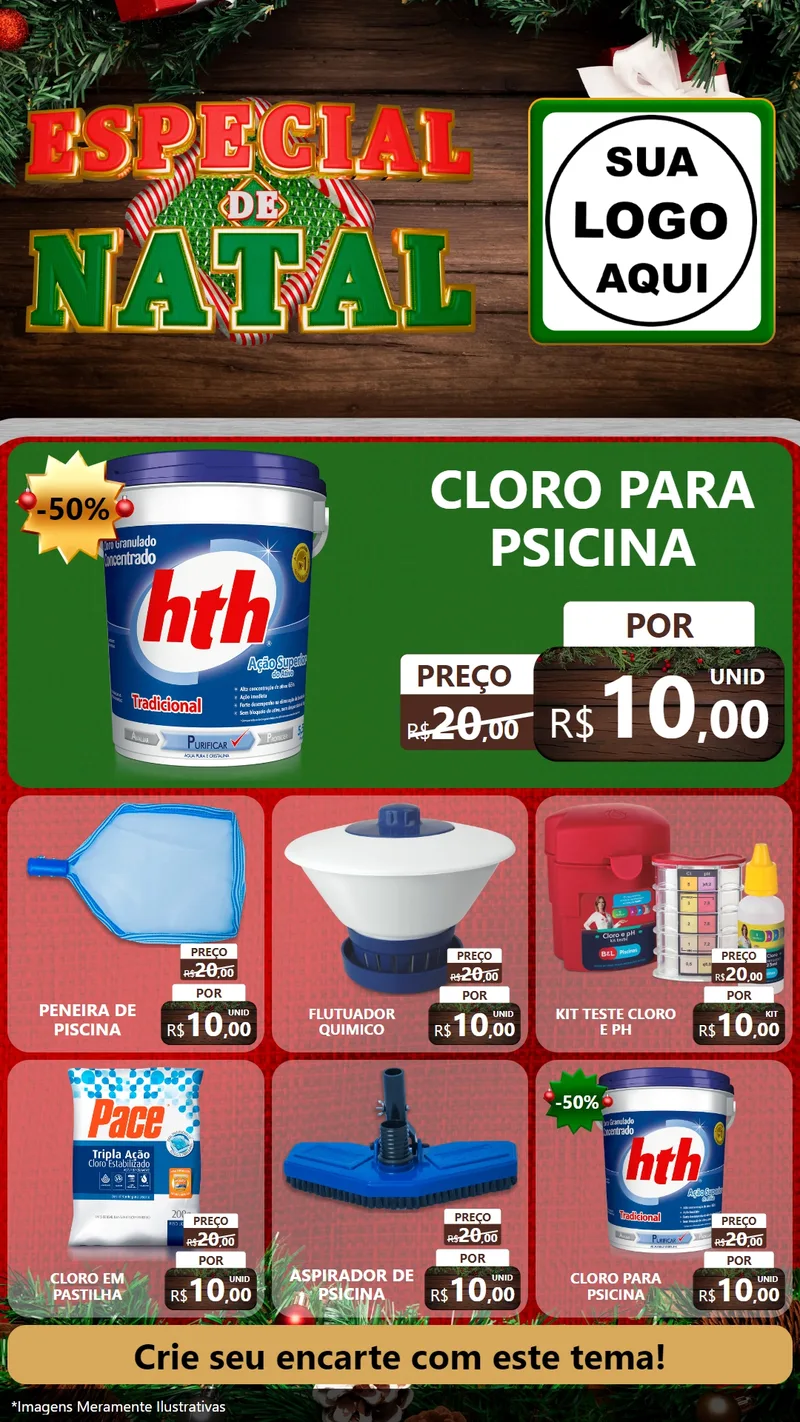 Modelo de Rede Social para Stories com o tema Especial de Natal para Produtos para Piscina
