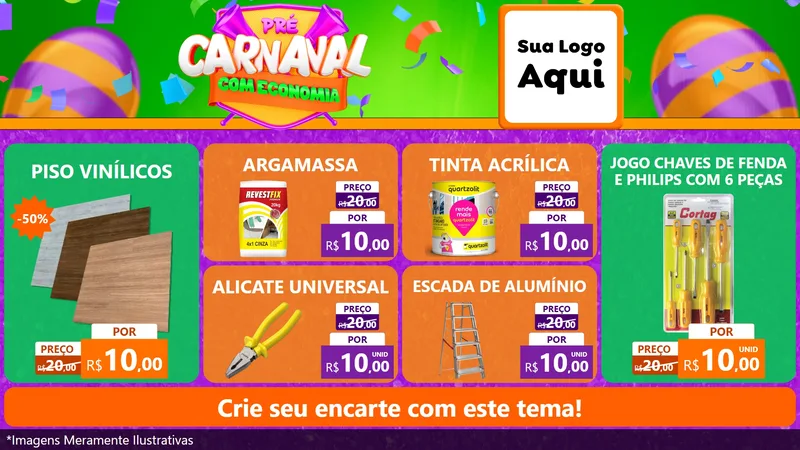Modelo de TV para TV Horizontal com o tema Pré-Carnaval Com Economia para Material para Construção