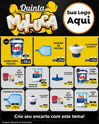 Modelo de Rede Social para Feed Instagram com o tema Quinta Maluca para Produtos para Piscina