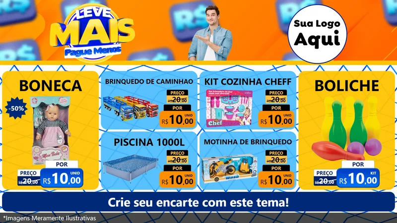 Modelo de TV para TV Horizontal com o tema Leve Mais, Pague Menos para Brinquedos