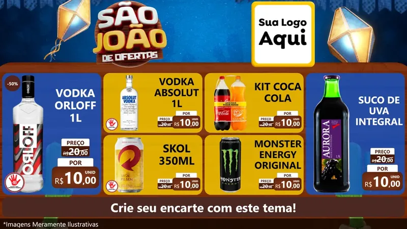 Modelo de TV para TV Horizontal com o tema São João Ofertas Imbatíveis! - Junina para Distribuidora de bebidas