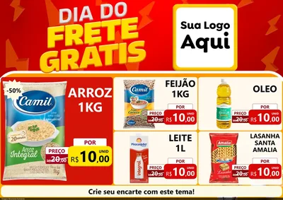 Modelo de Encarte para Encarte A4 Horizontal com o tema Dia do Frete Grátis para Supermercado