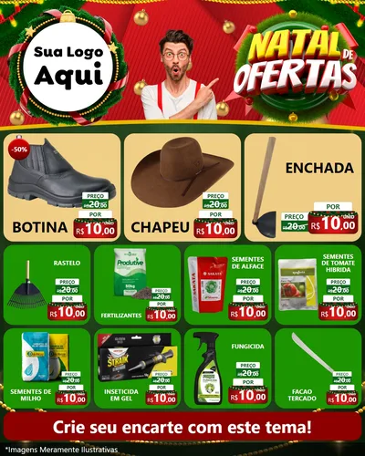 Modelo de Rede Social para Feed Instagram com o tema Natal de Ofertas para Agropecuária