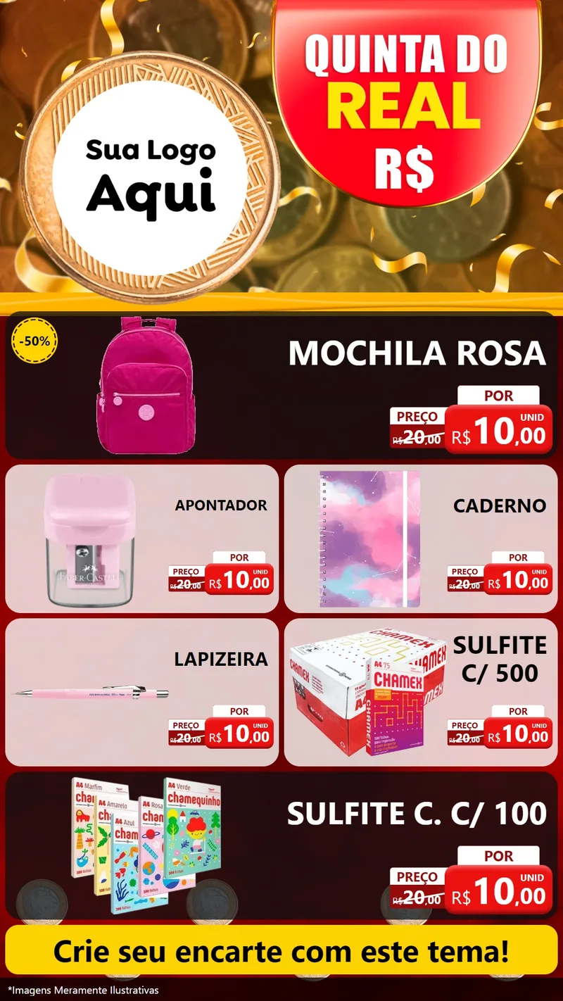 Modelo de TV para TV Vertical com o tema Quinta do Real para Papelaria