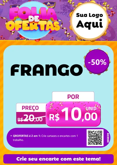 Modelo de Cartaz para Cartaz A4 Vertical com o tema Folia de Ofertas para Assados