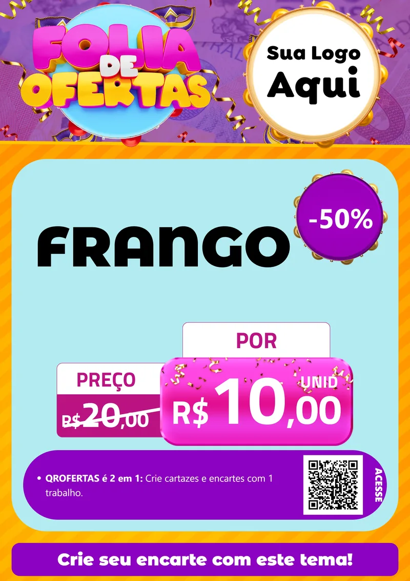 Modelo de Cartaz para Cartaz A4 Vertical com o tema Folia de Ofertas para Assados