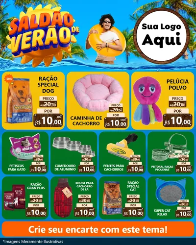 Modelo de Rede Social para Feed Instagram com o tema Saldão de Verão para Pet Shop