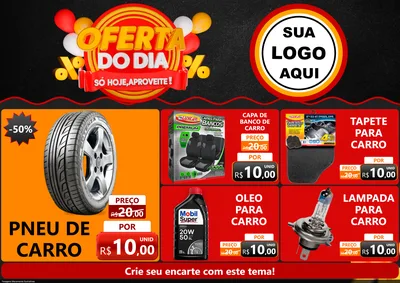 Modelo de Encarte para Encarte A4 Horizontal com o tema Oferta do Dia - Só hoje, Aproveite! para Auto peças