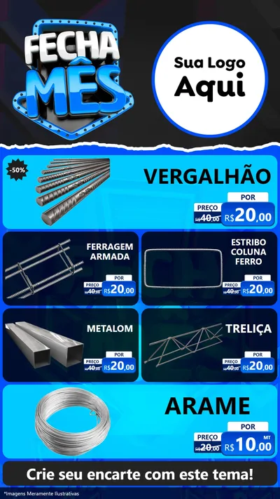 Modelo de TV para TV Vertical com o tema Fecha Mês para Ferragens