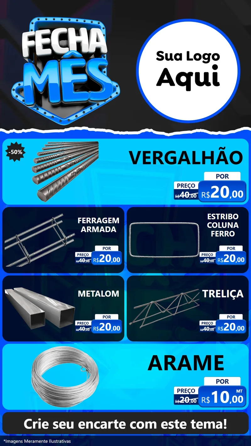 Modelo de TV para TV Vertical com o tema Fecha Mês para Ferragens