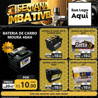 Modelo de Rede Social para Feed Facebook com o tema Fim de Semana Imbatível para Baterias Elétricas