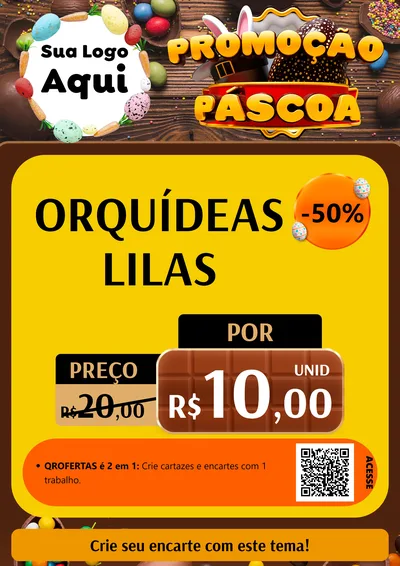 Modelo de Cartaz para Cartaz A4 Vertical com o tema Promoção Páscoa para Floricultura e jardim