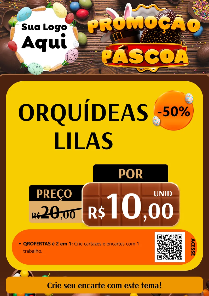 Modelo de Cartaz para Cartaz A4 Vertical com o tema Promoção Páscoa para Floricultura e jardim