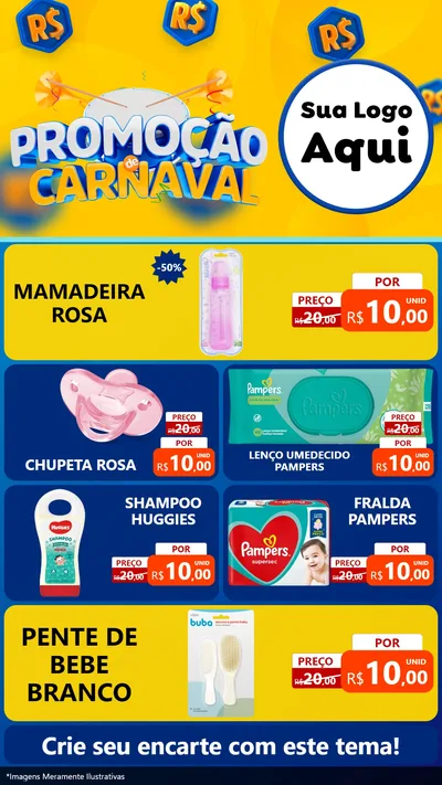 Modelo de TV para TV Vertical com o tema Promoção de Carnaval para Bebês