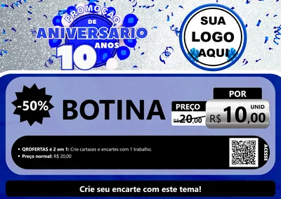 Modelo de Cartaz para Cartaz A4 Horizontal com o tema Promoção de Aniversário - 10 Anos para Agropecuária