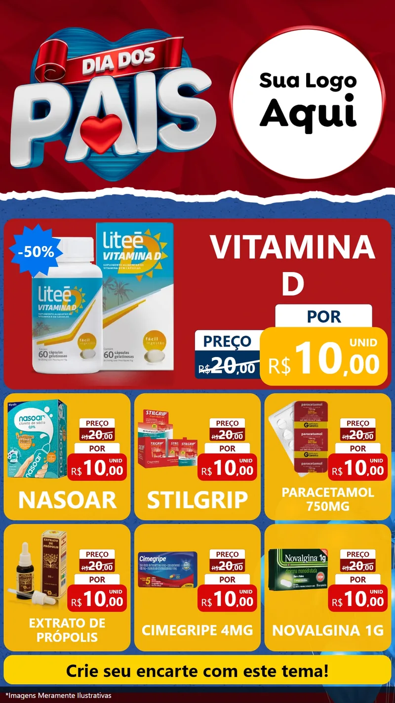 Modelo de Rede Social para Stories com o tema Dia dos Pais para Farmácia
