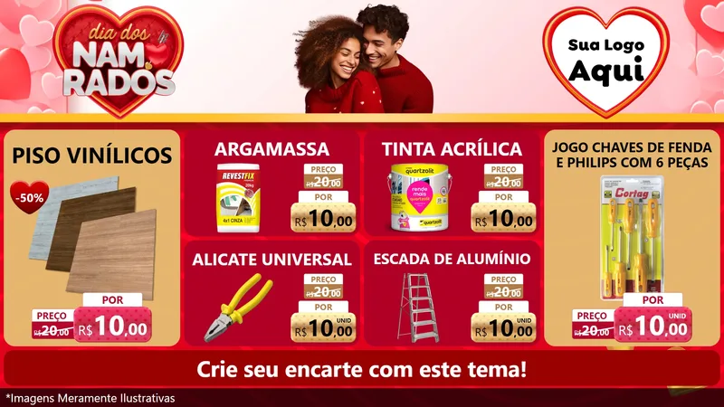 Modelo de TV para TV Horizontal com o tema Dia dos Namorados para Material para Construção