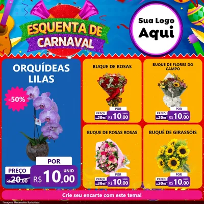 Modelo de Rede Social para Feed Facebook com o tema Esquenta de Carnaval para Floricultura e jardim