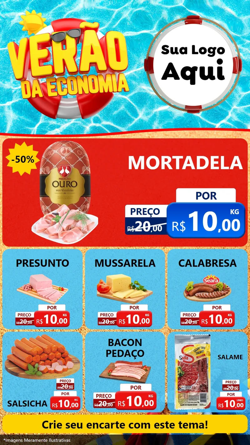 Modelo de Rede Social para Stories com o tema Verão da Economia para Frios e Laticínios