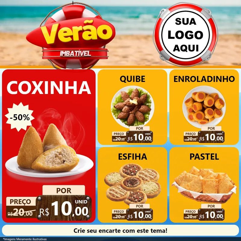 Modelo de Rede Social para Feed Facebook com o tema Verão Imbatível para Salgadaria